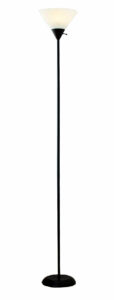 generic black-base, beige-shade floor lamp.